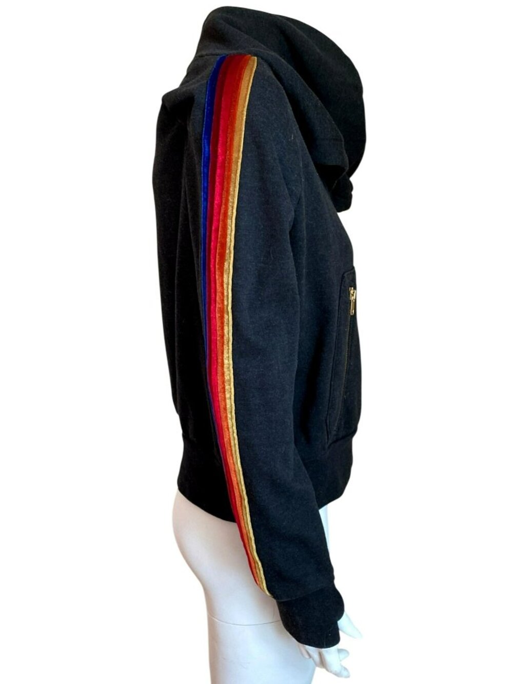 Aviator Nation Ninja Pullover Hoodie Sweatshirt Charcoal Gray Rainbow Size XS - Picture 2 of 9